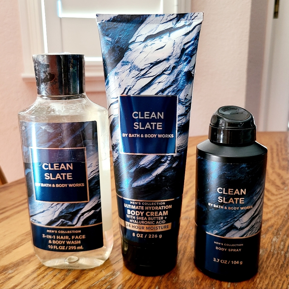 🛍BOGO 50% OFF💙🛁 NWT‼️ Bath & Body Works "Clean Slate"  3-piece Collection